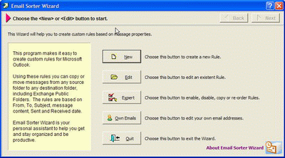 Email Sorter Wizard Screenshot